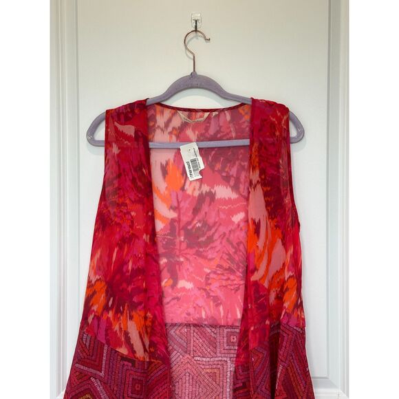 NWT Soft Surroundings Betania Vest Open Front Red Pink Size Petite Small - Picture 5 of 7